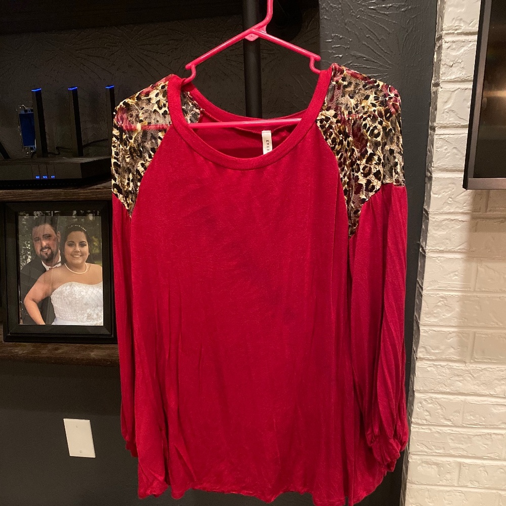Red and Leopard Long sleeve